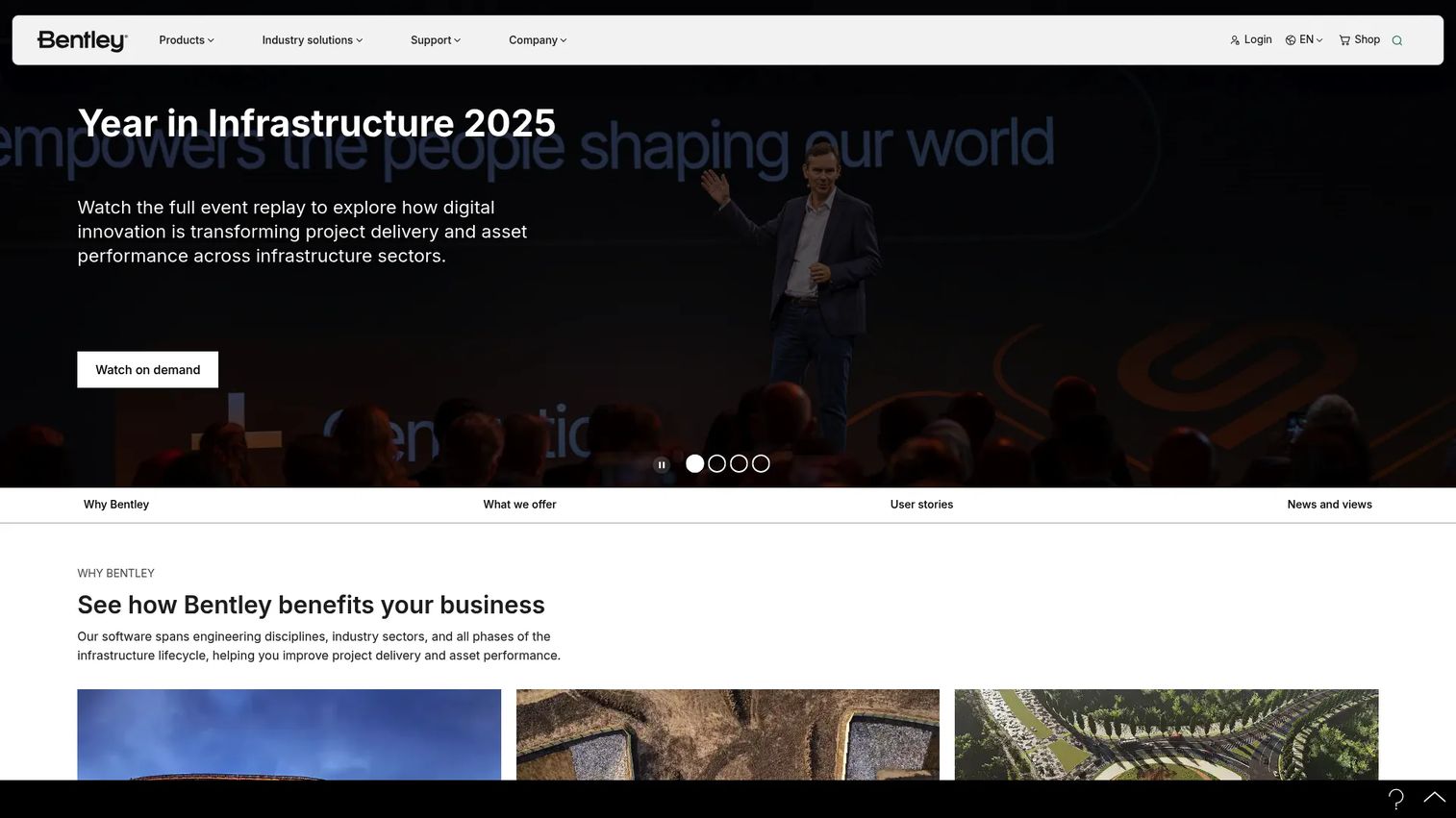Bentley infrastructure engineering software homepage