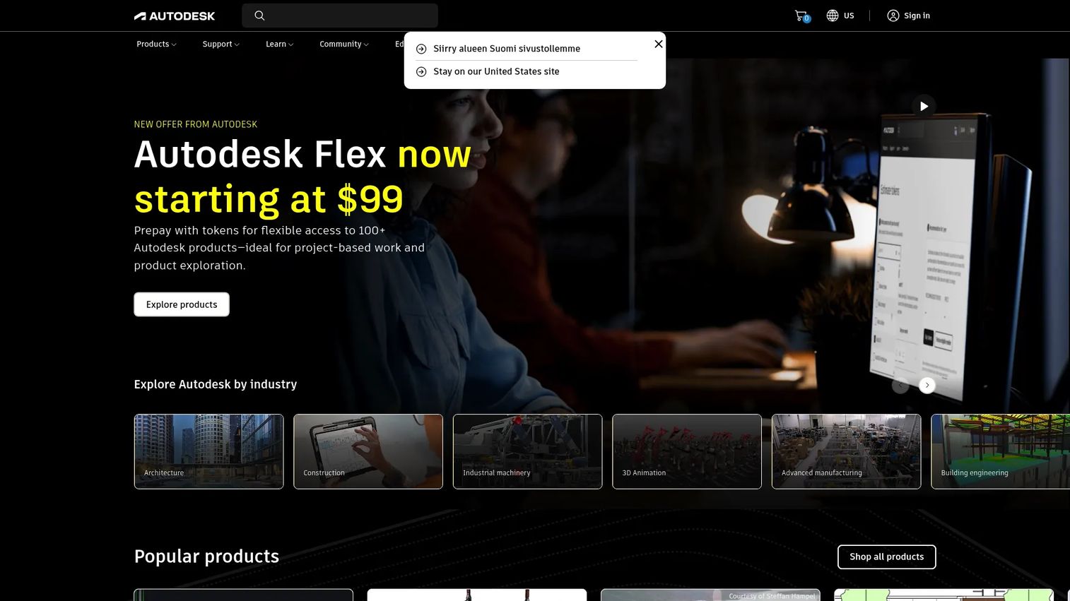 Autodesk design and simulation software homepage