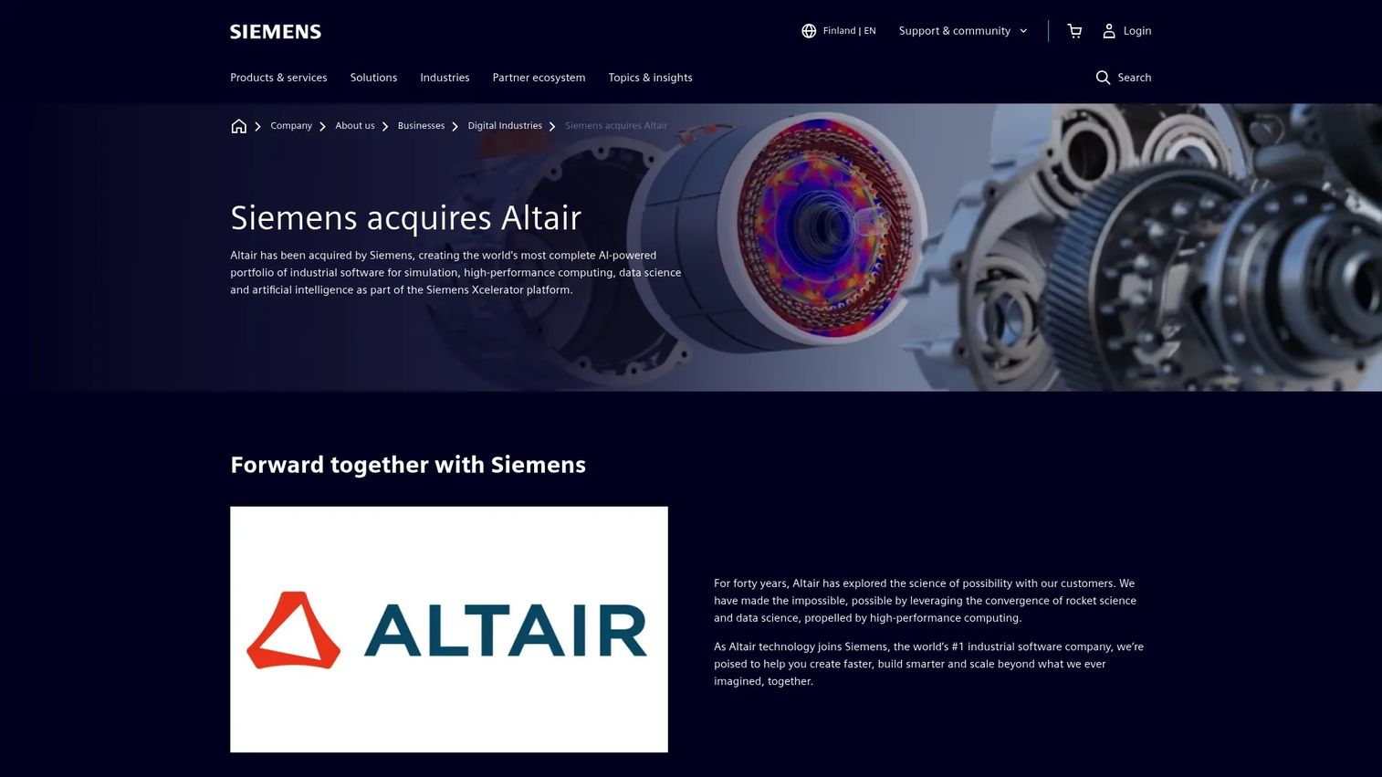Altair HyperWorks CAE platform homepage