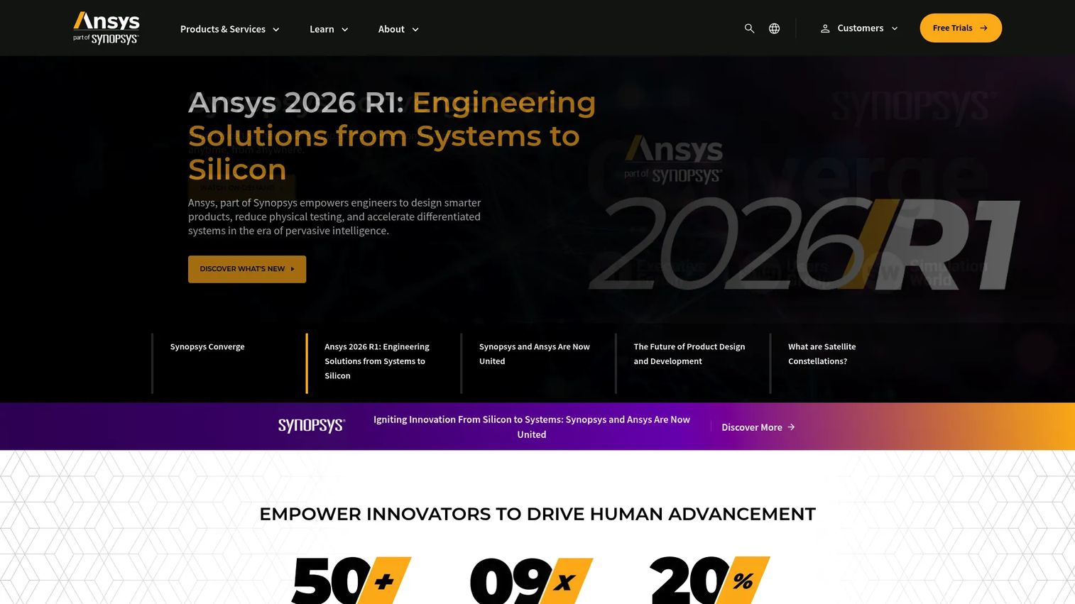 ANSYS simulation software homepage