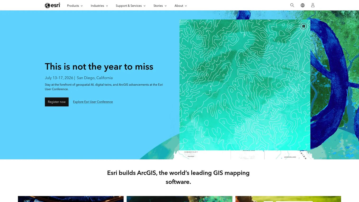 Esri ArcGIS platform showing geospatial mapping and spatial analysis