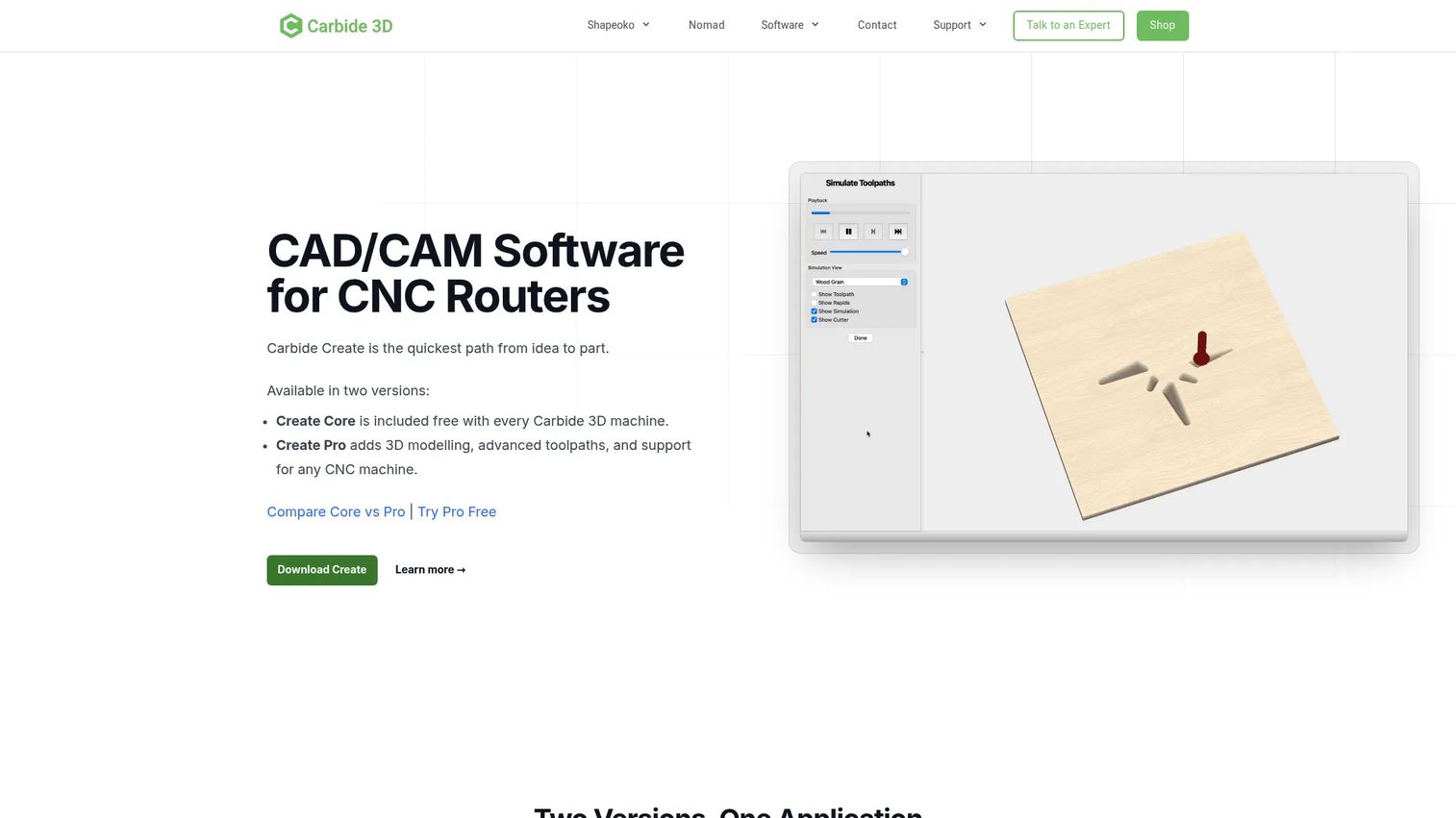 Carbide Create CAD/CAM software homepage
