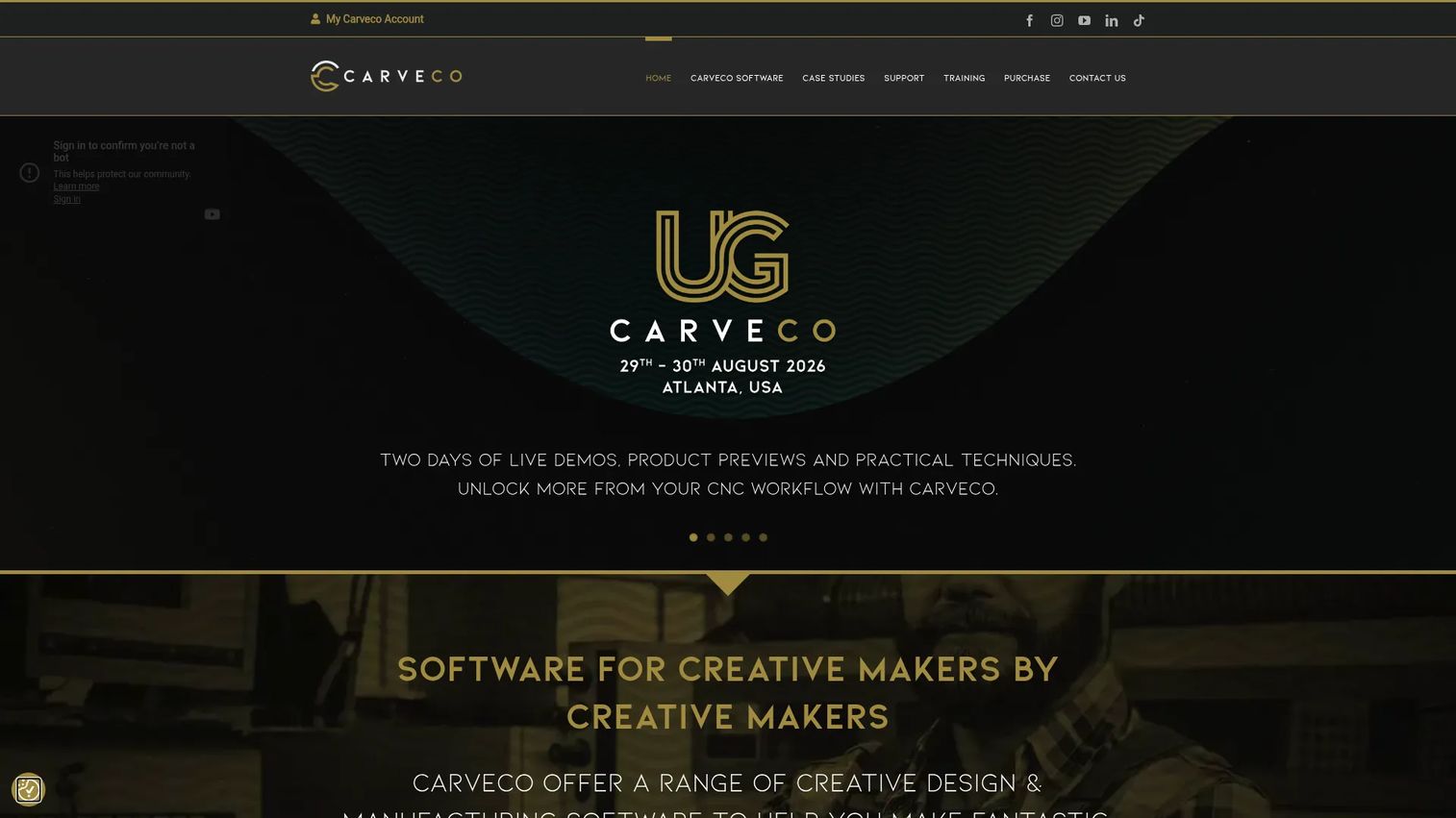 Carveco CNC design and carving software homepage