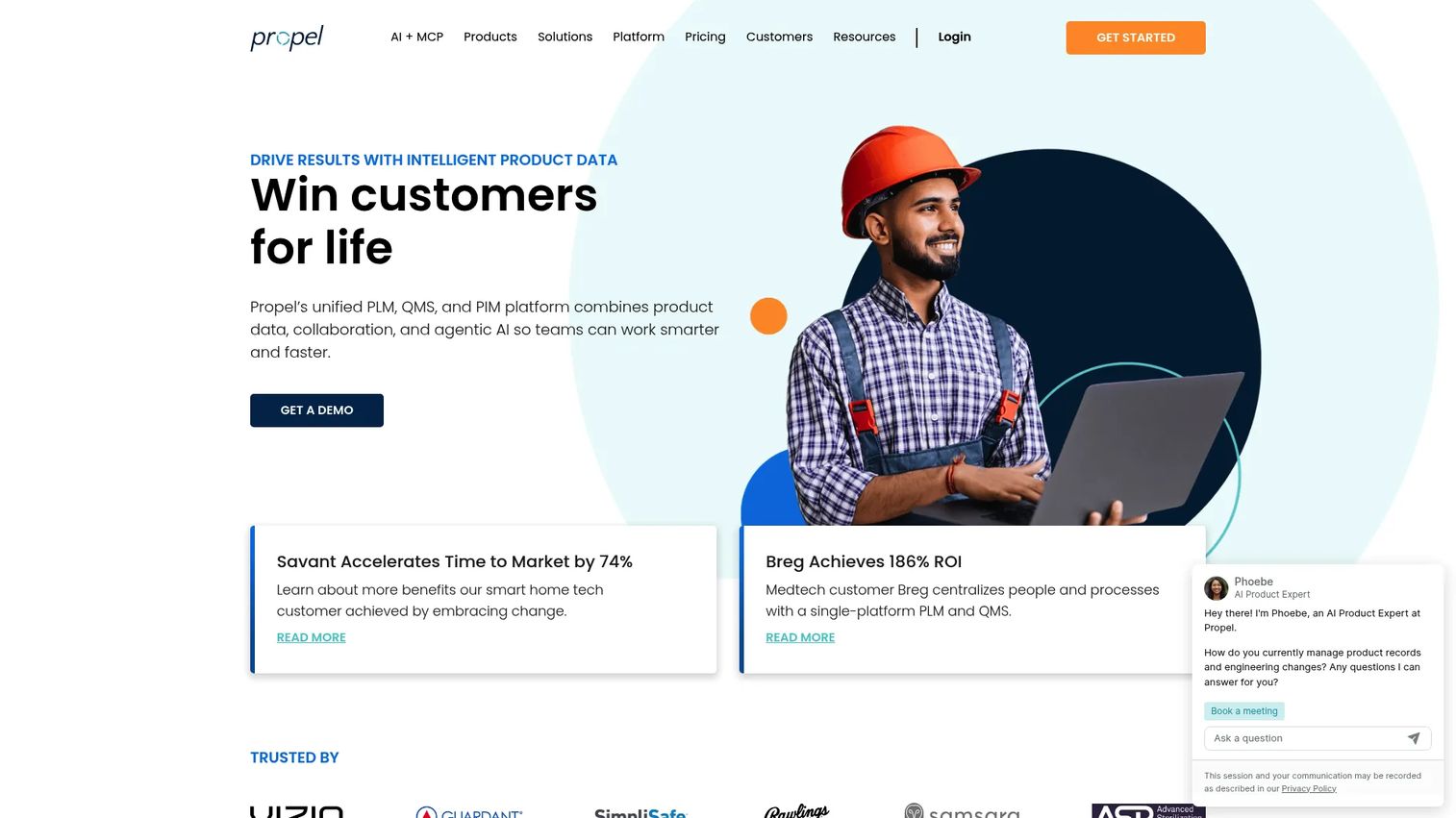 Propel PLM software homepage