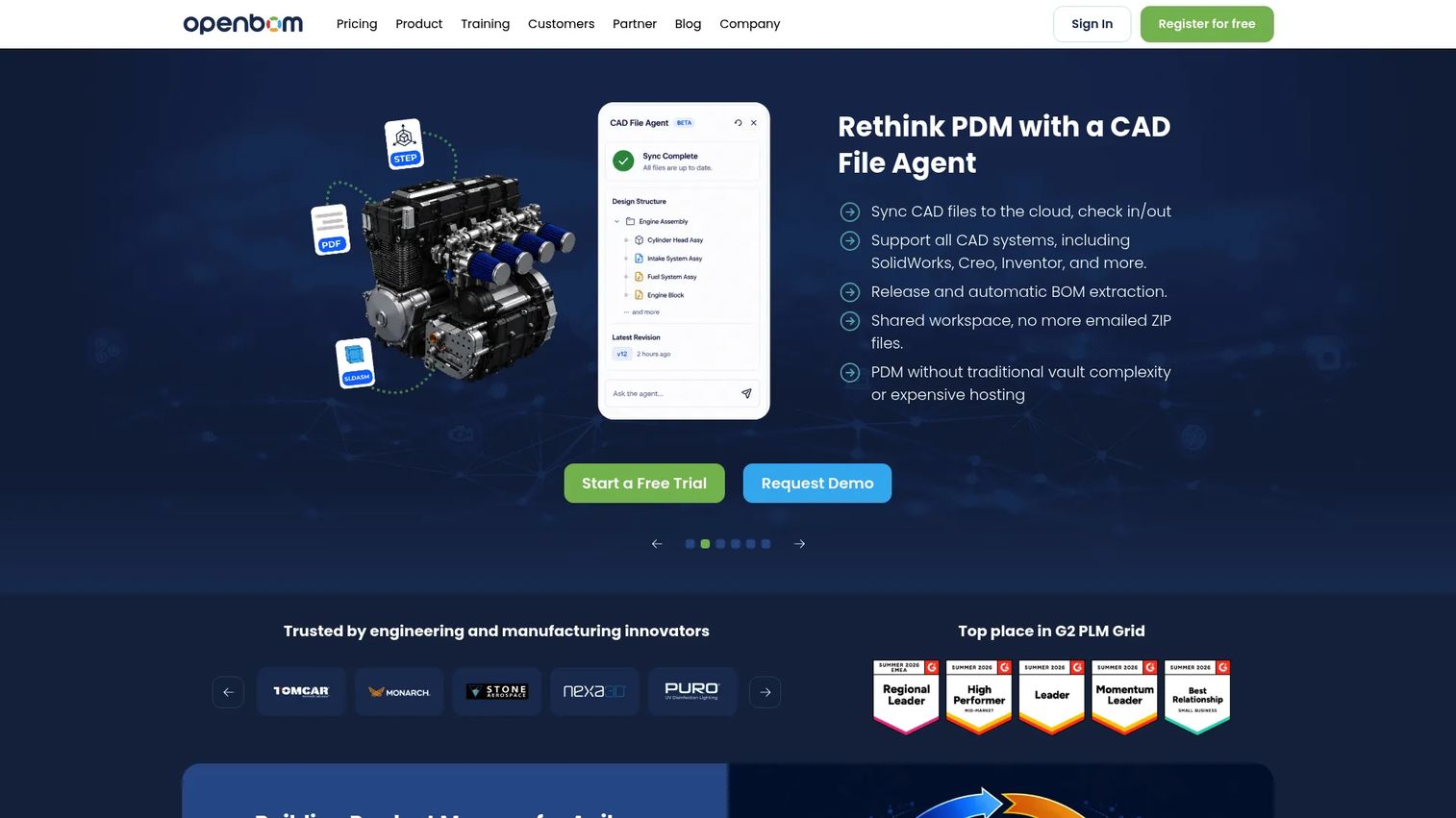 OpenBOM BOM management and PLM platform homepage