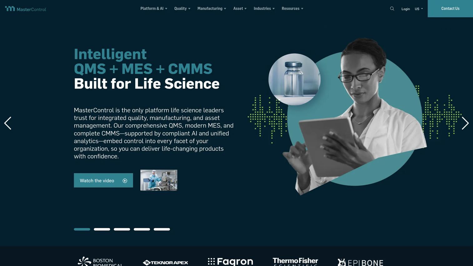 MasterControl Quality Excellence homepage