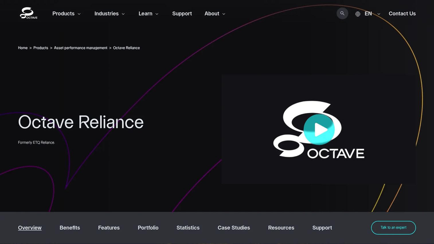 ETQ Reliance quality management platform homepage