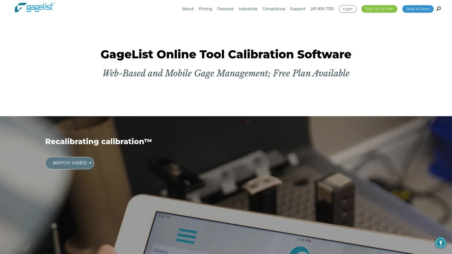 GageList calibration management software dashboard