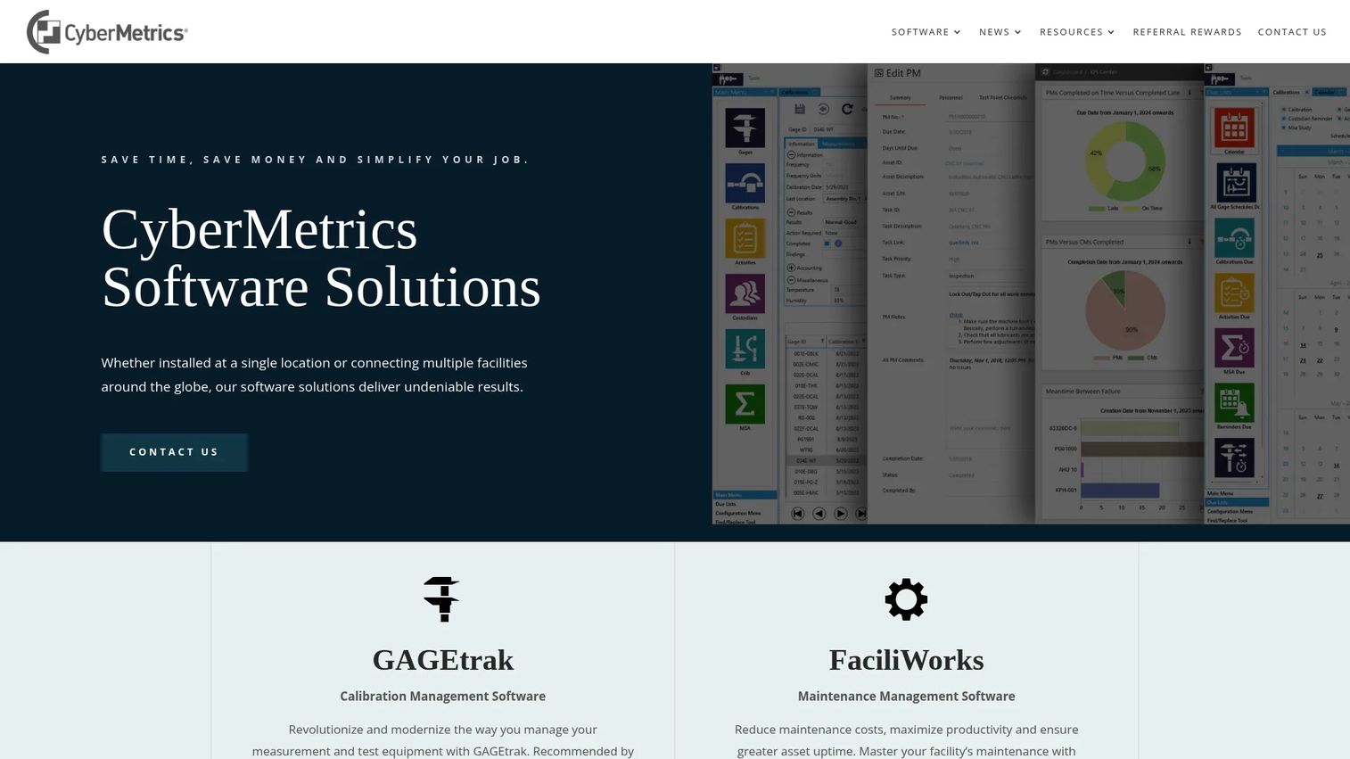 GAGEtrak Pro by Cybermetrics calibration software interface