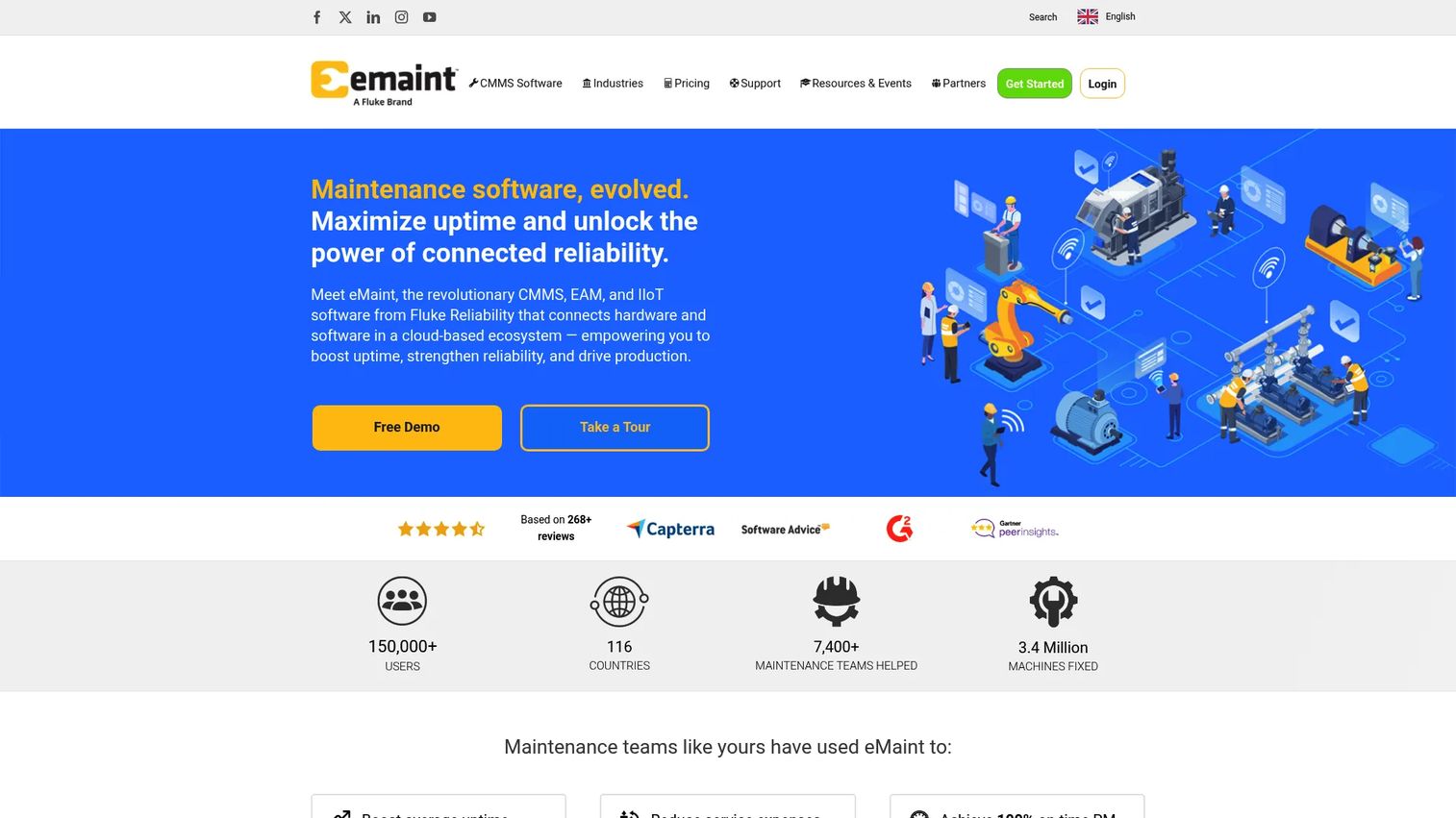eMaint CMMS and EAM asset management dashboard