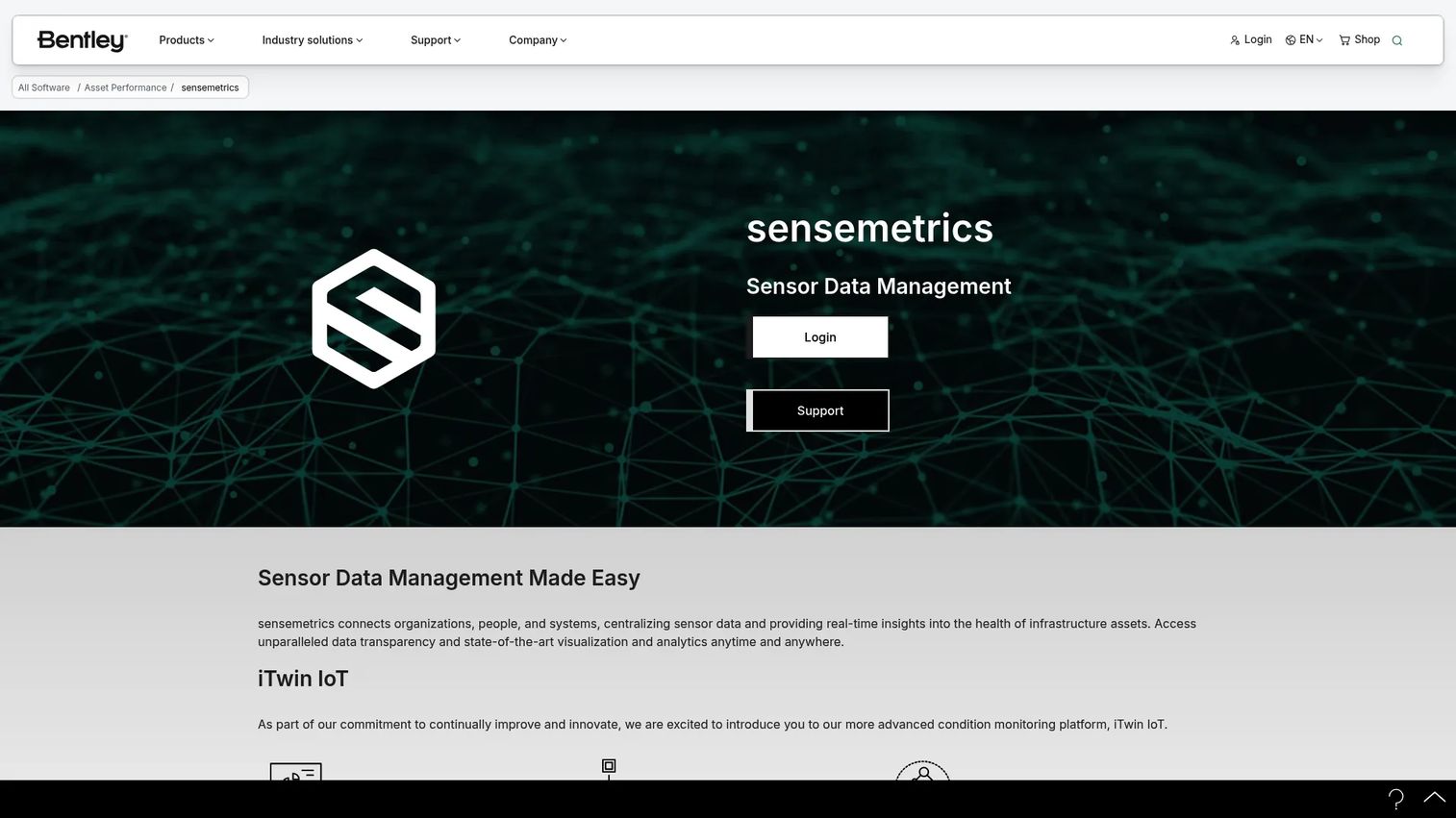 Bentley sensemetrics sensor data management software for infrastructure monitoring