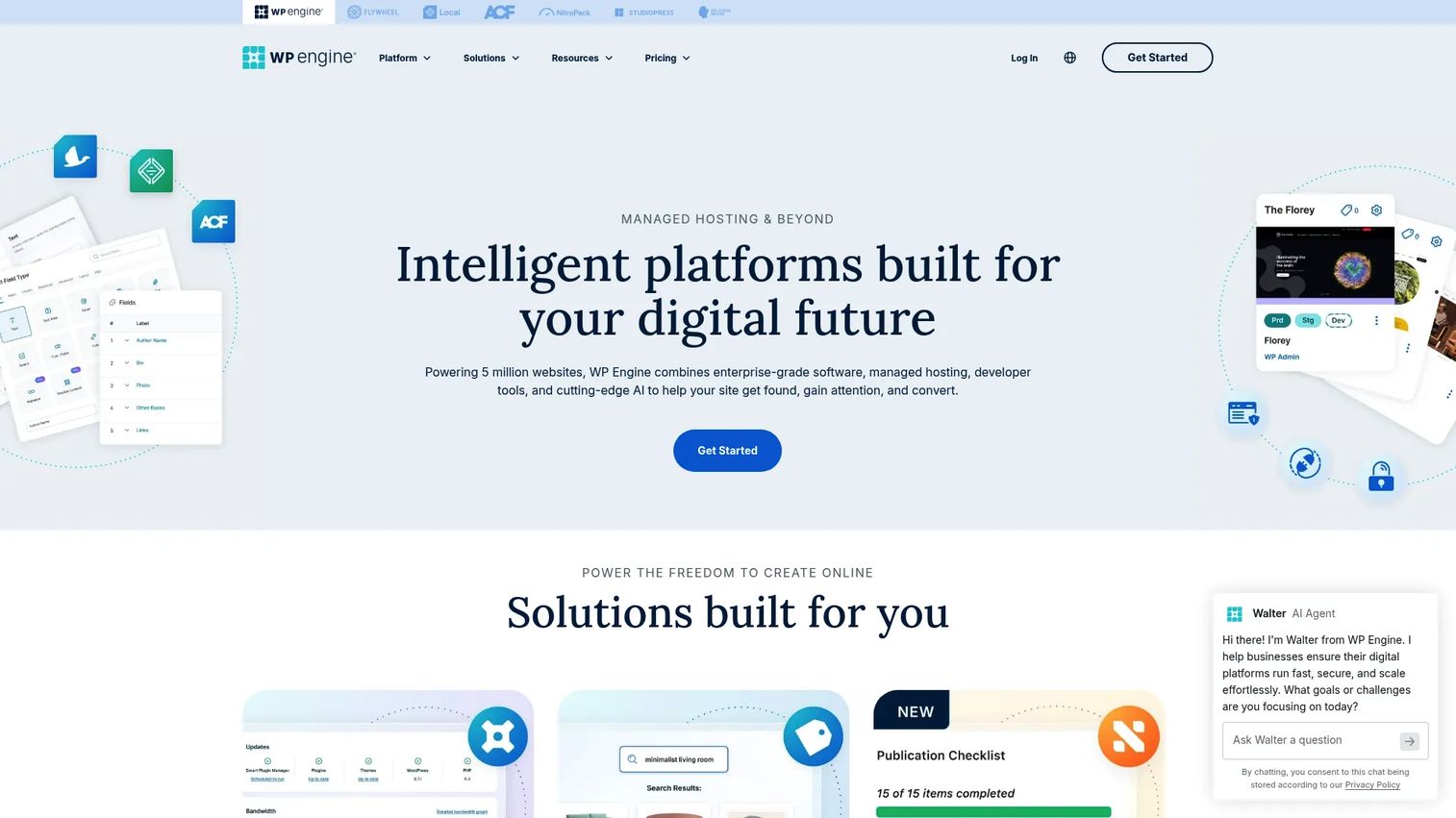WP Engine managed WordPress hosting homepage