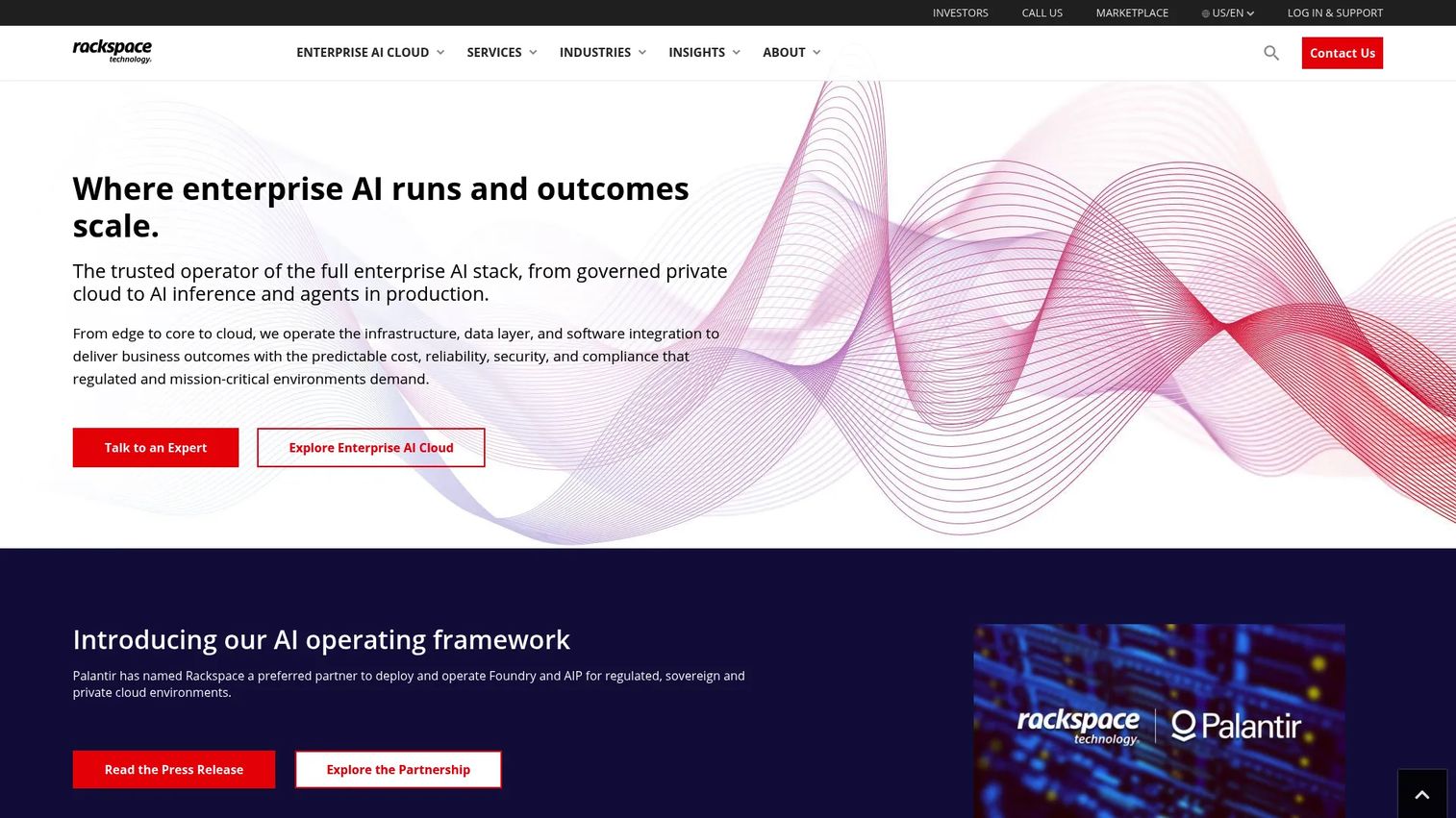 Rackspace managed hosting homepage