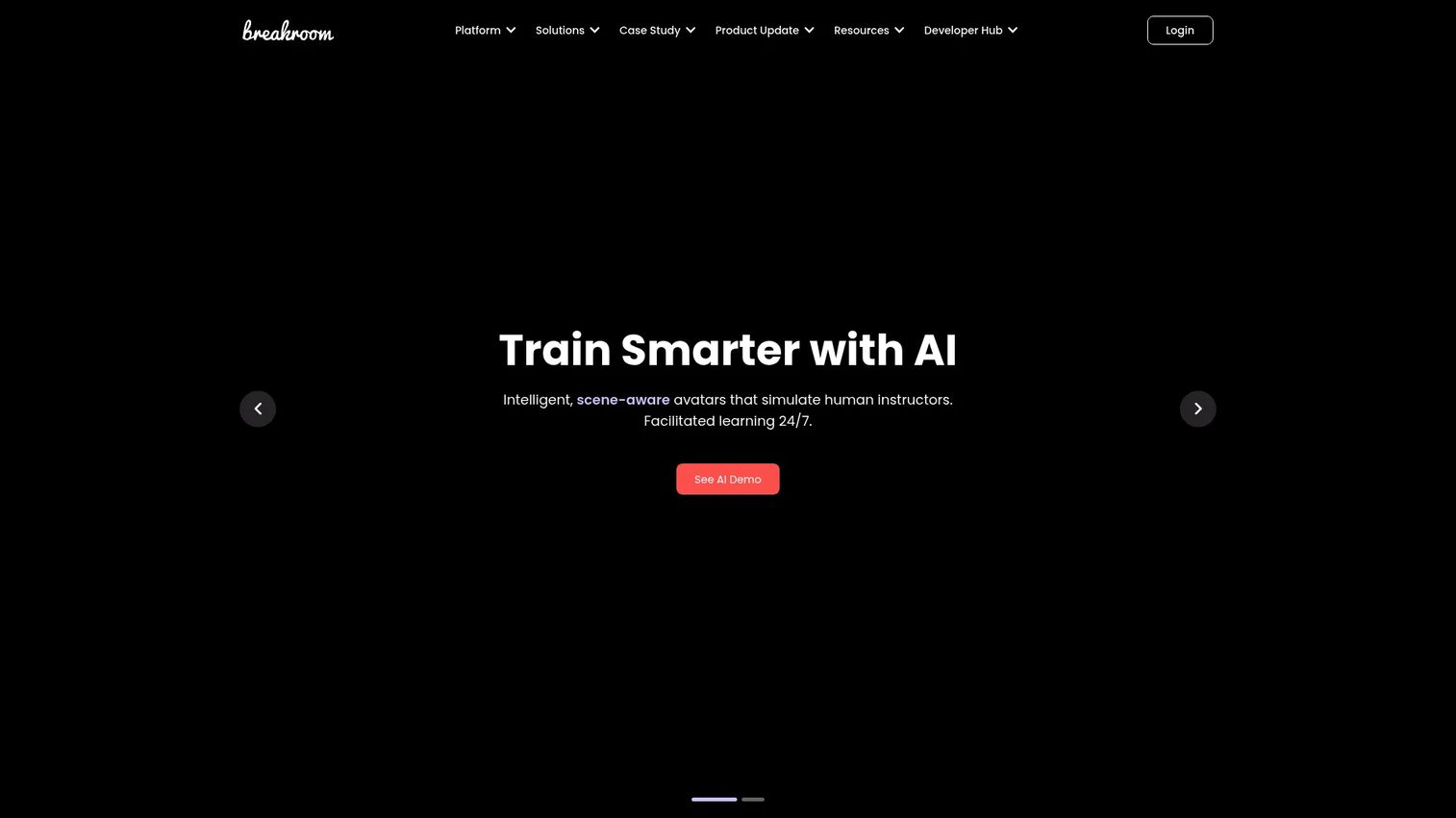 Breakroom immersive collaborative training and simulation platform homepage