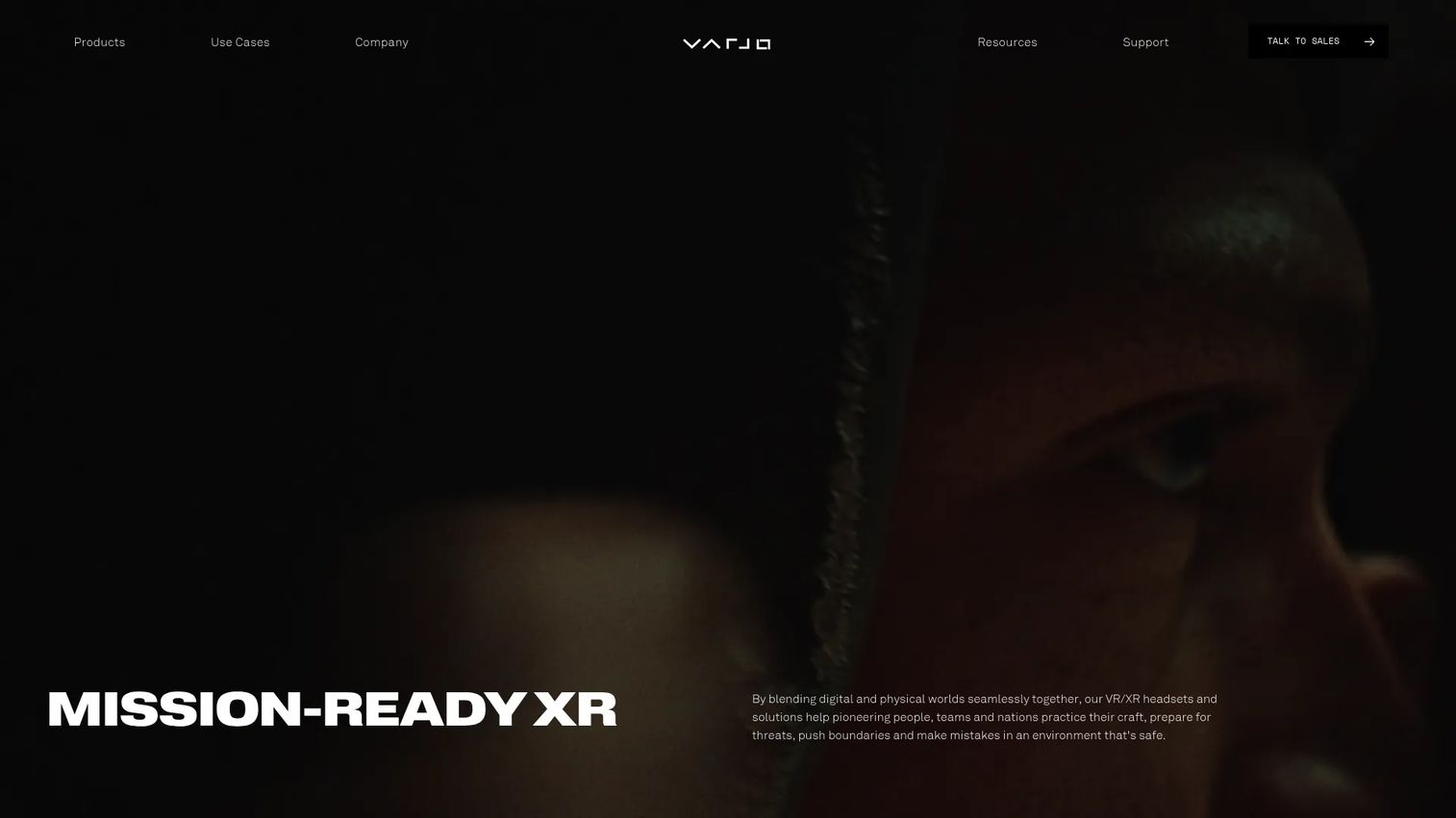 Varjo high-fidelity XR headset and software homepage
