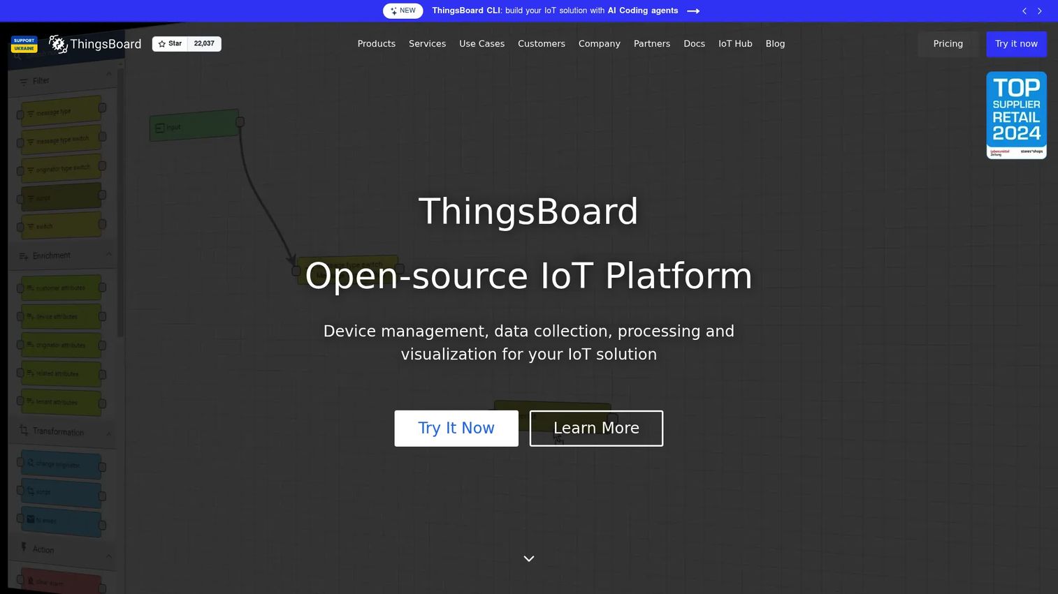 ThingsBoard IoT platform dashboard and device management interface