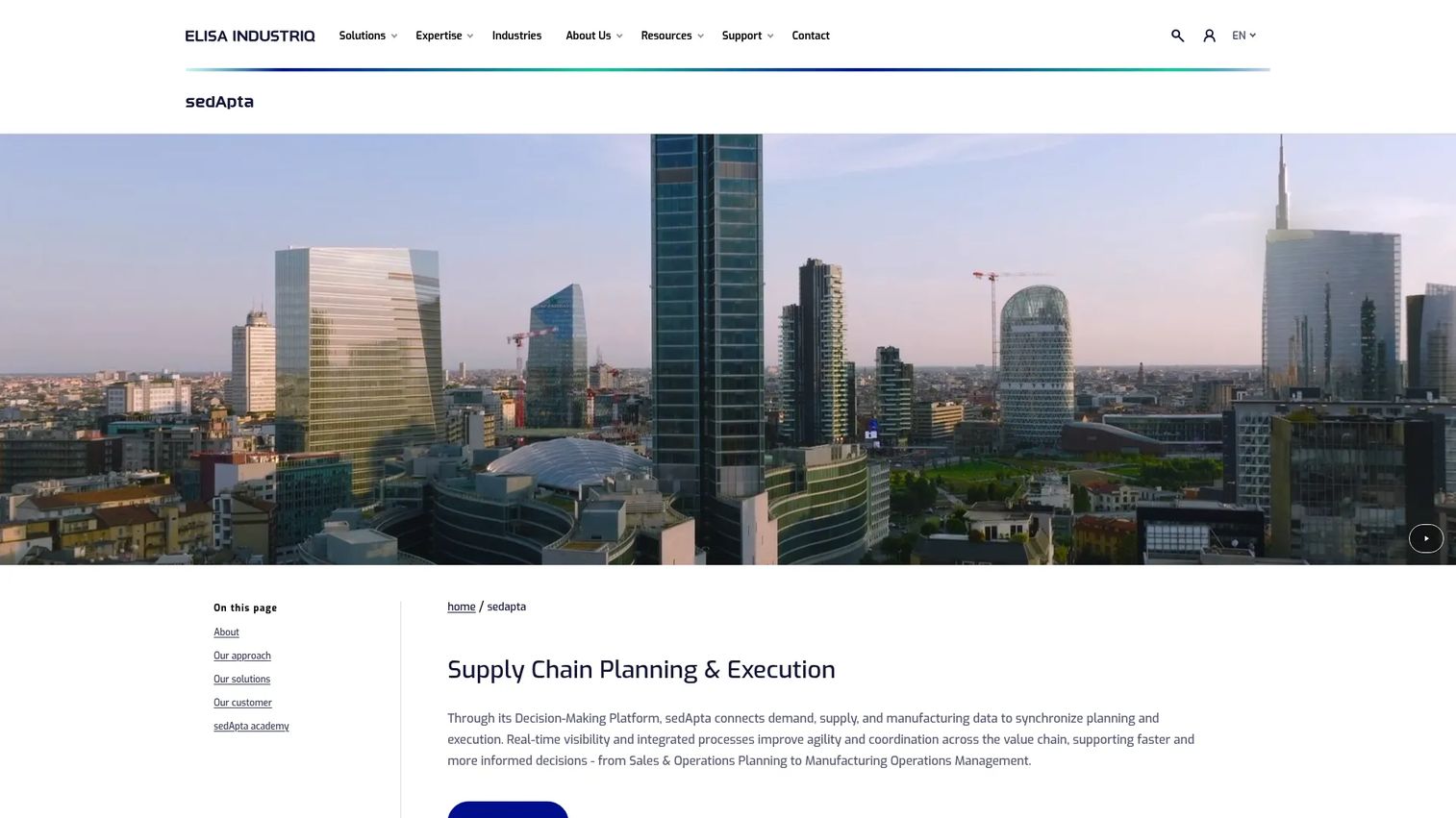 SedaptaSuite supply chain and manufacturing operations