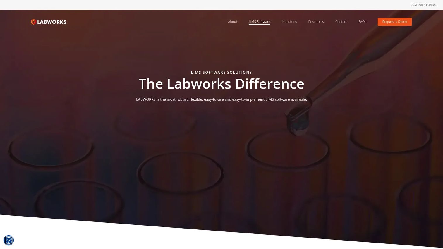 Labworks LIMS page screenshot