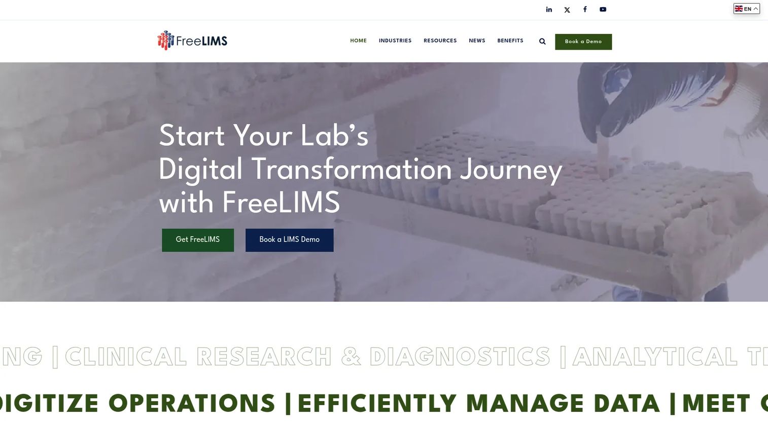 FreeLIMS homepage screenshot