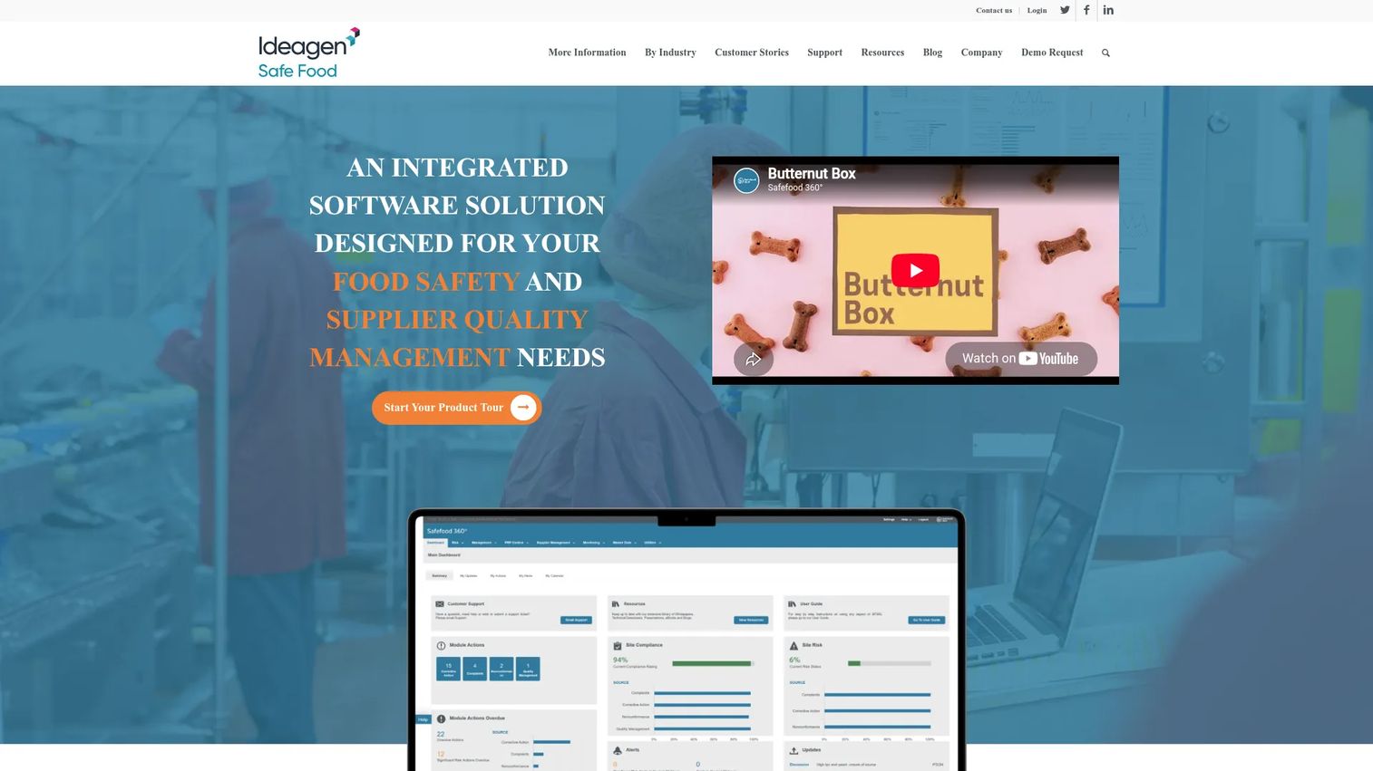 Safefood 360 food safety and supplier management software homepage