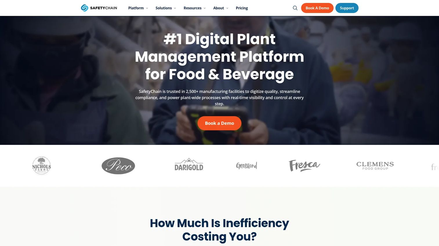 SafetyChain digital plant management software homepage