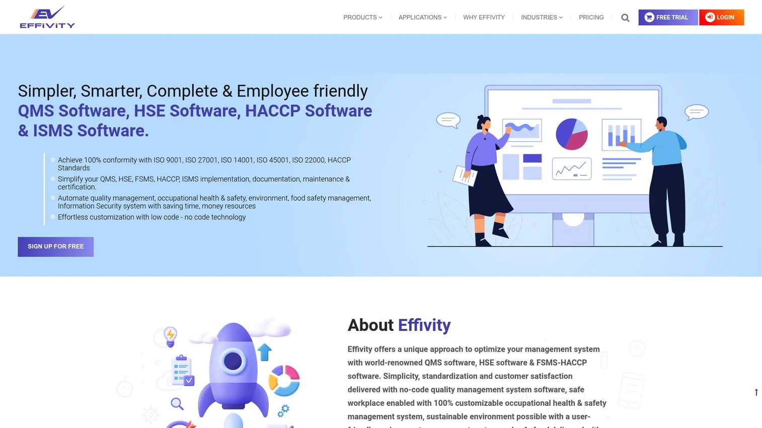 Effivity cloud-based QHSE and ISO compliance software interface
