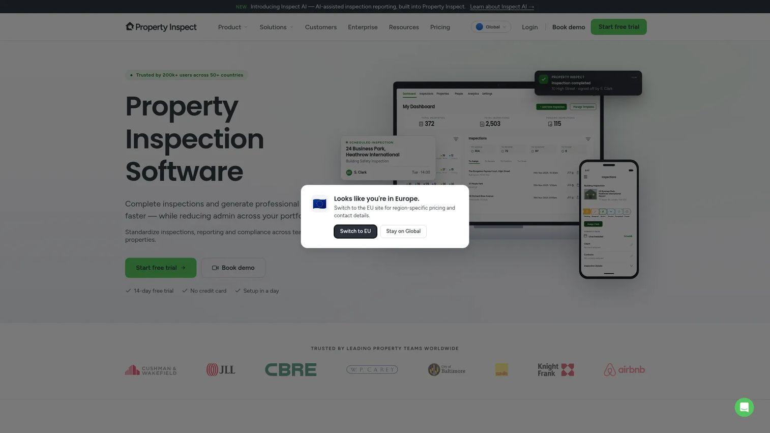 Property Inspect inspection software homepage