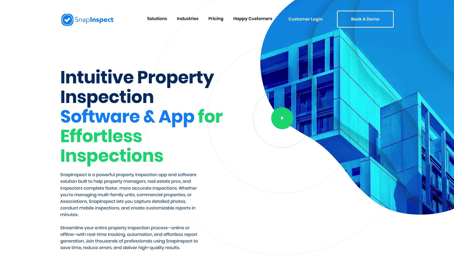 SnapInspect property inspection app homepage