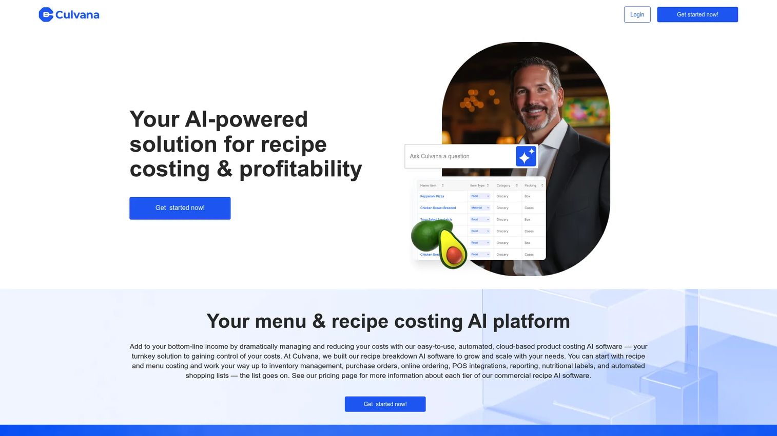 Culvana AI recipe and menu costing software
