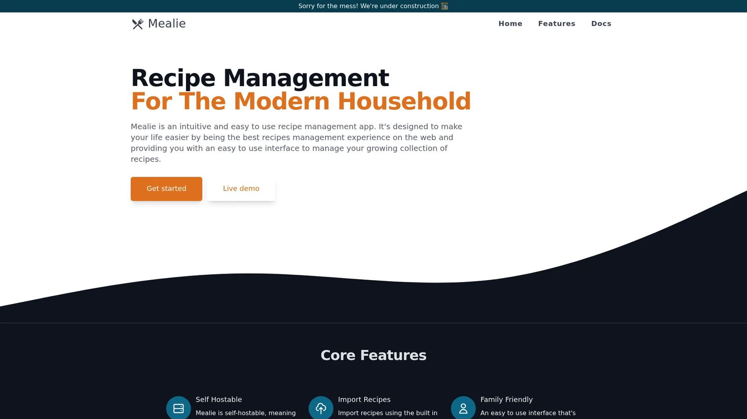 Mealie self-hosted recipe manager and meal planner