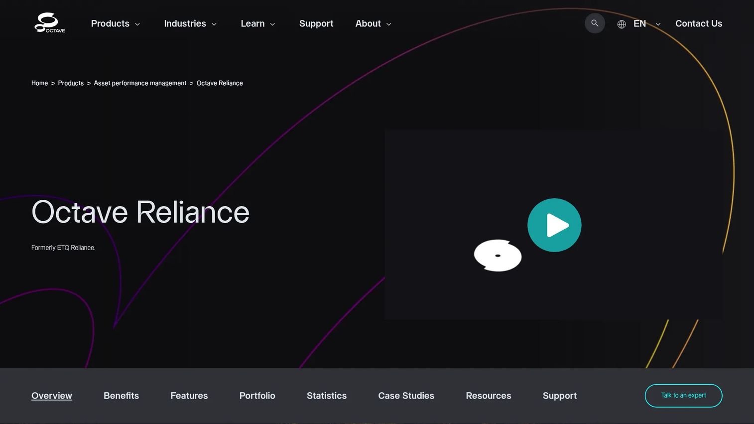 ETQ Reliance homepage screenshot