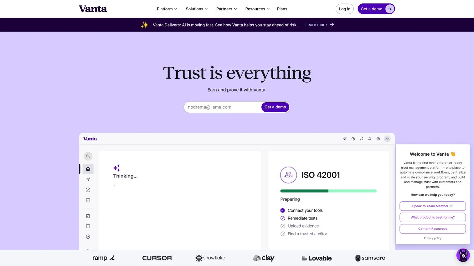 Vanta trust and compliance platform