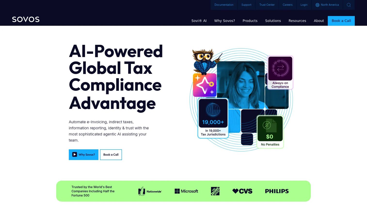 Sovos global tax compliance platform homepage