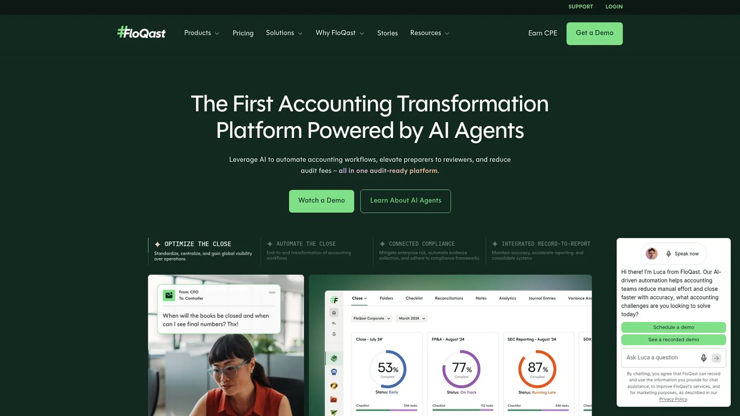 FloQast close management software homepage