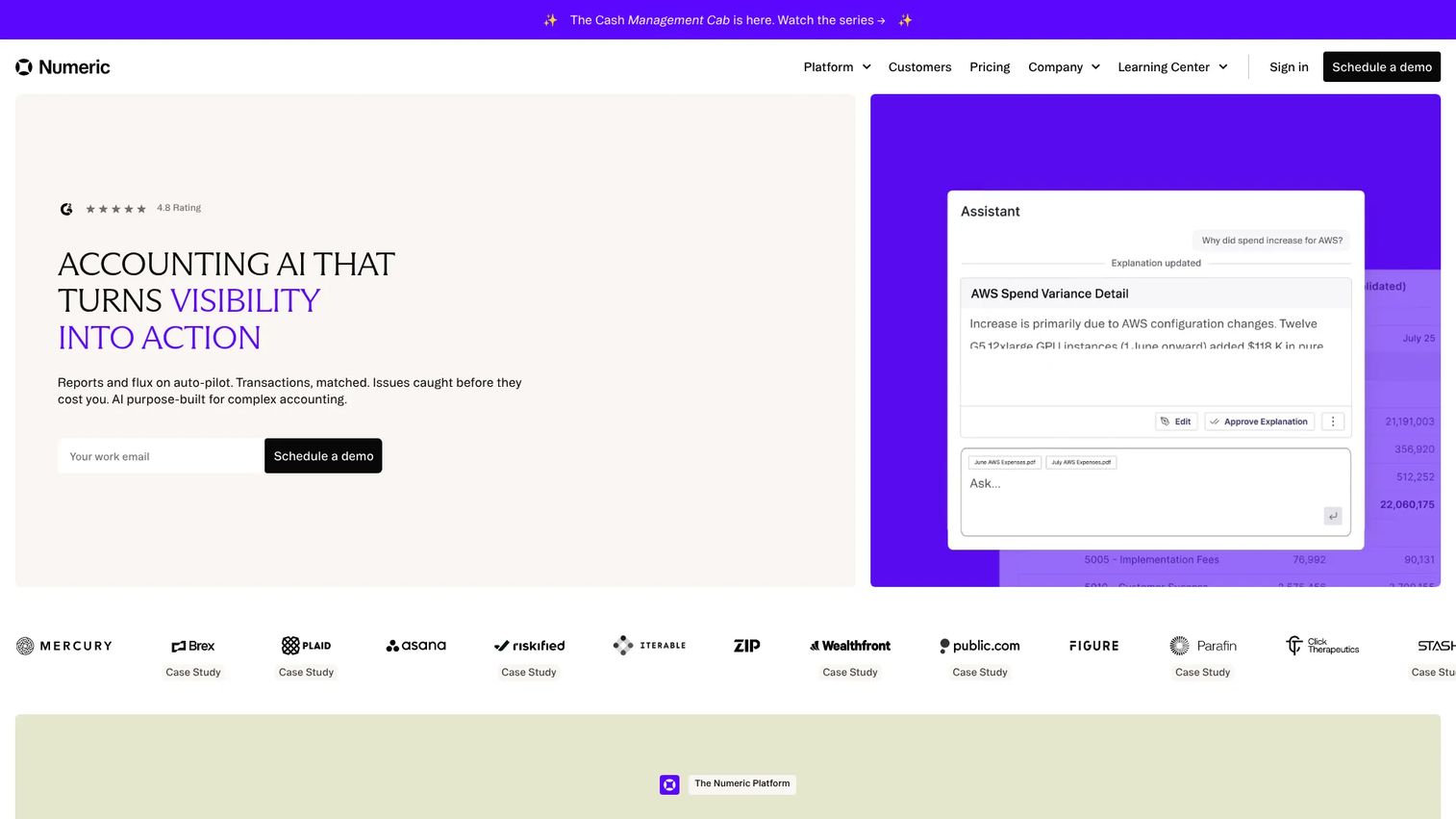Numeric financial close software homepage
