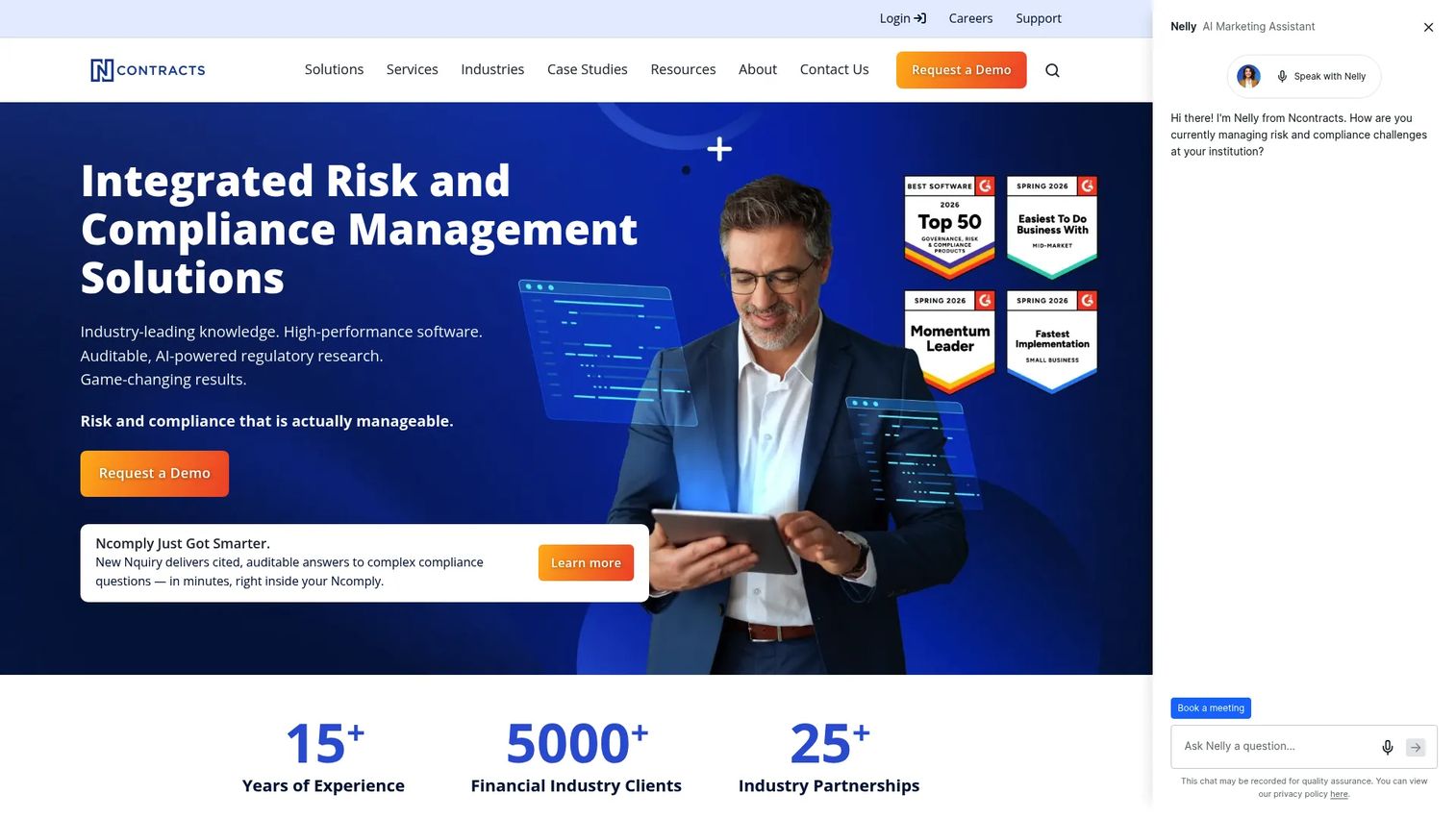 Ncontracts integrated risk and compliance platform screenshot