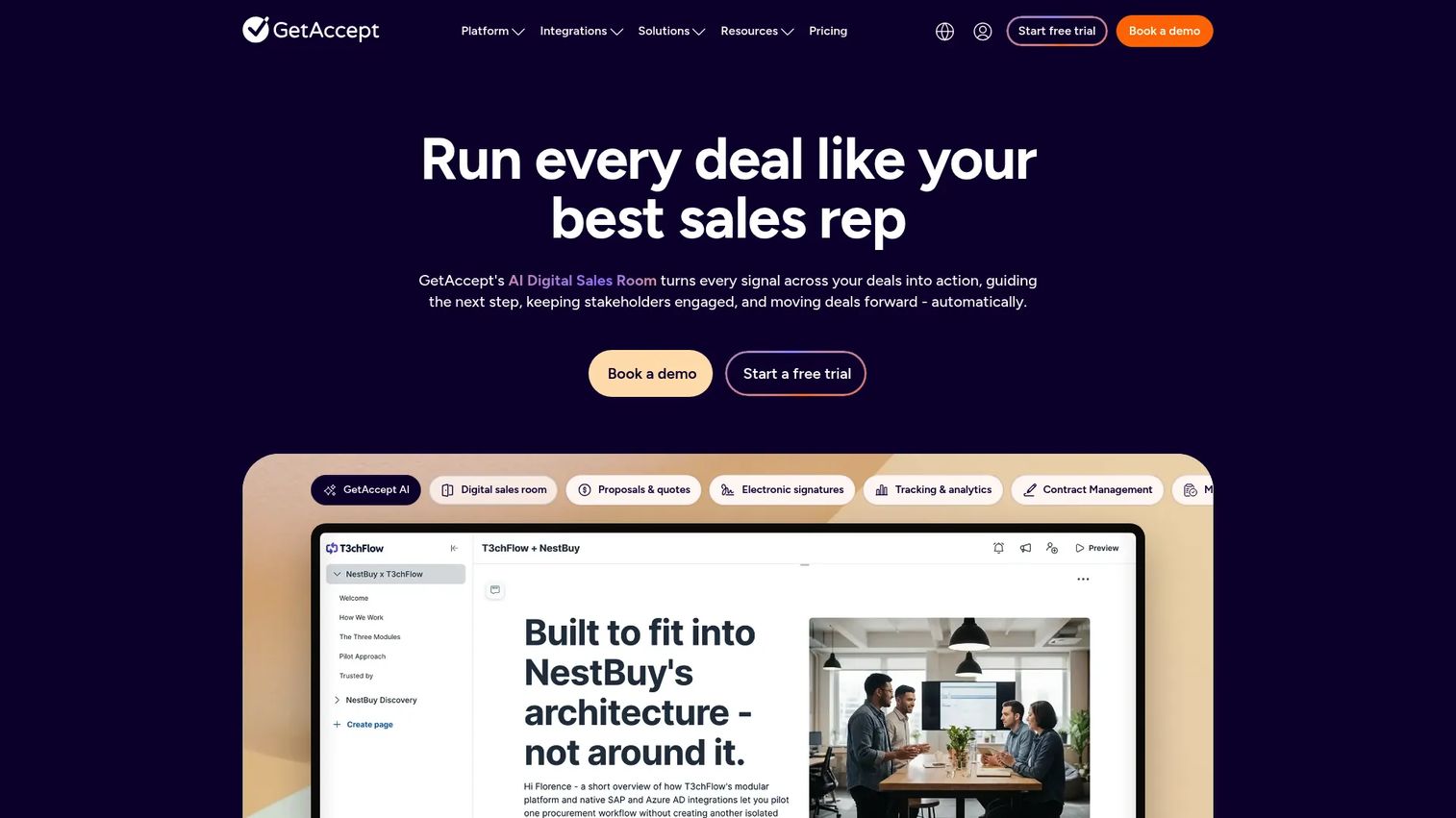 GetAccept digital sales room and e-signature homepage