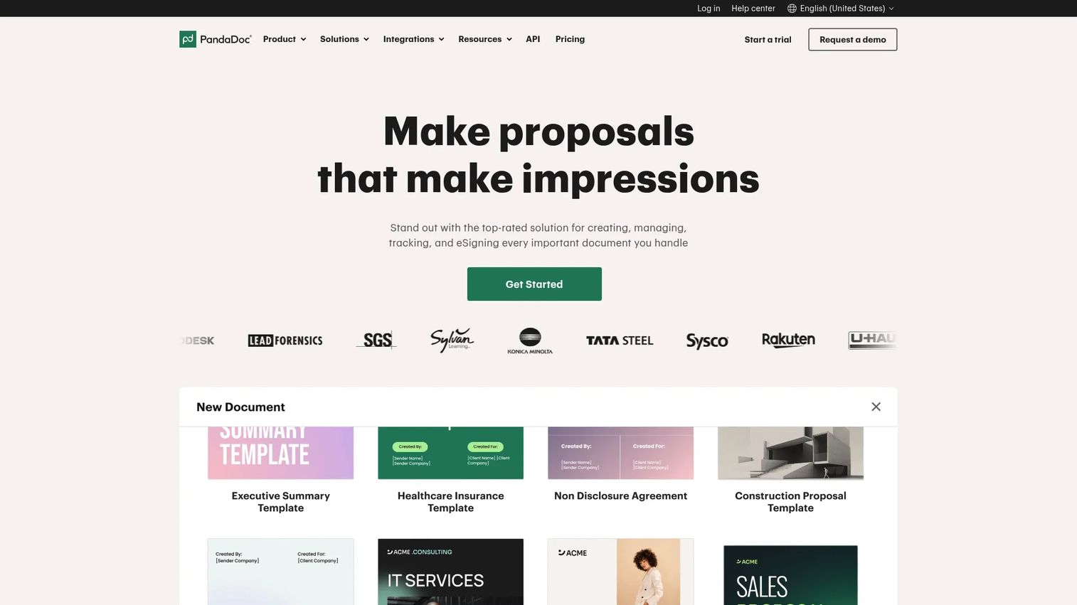 PandaDoc document workflow software homepage
