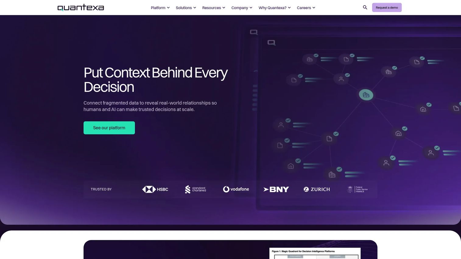 Quantexa decision intelligence platform homepage