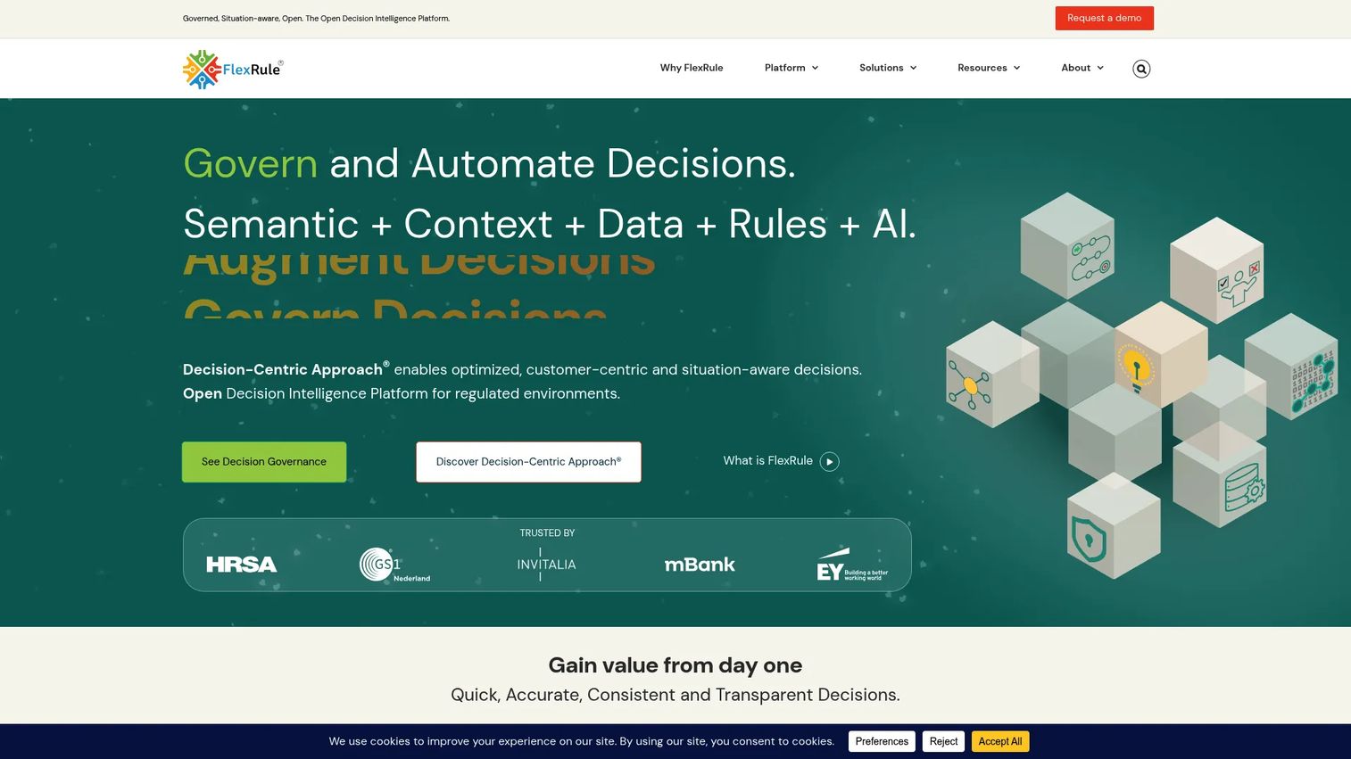 FlexRule decision intelligence platform homepage