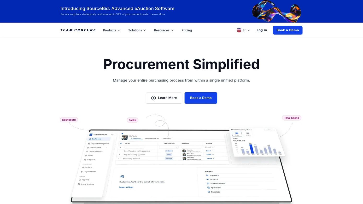 Team Procure purchase request and approval workflow