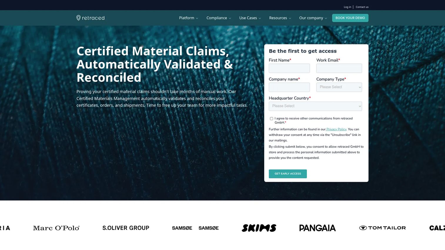 Retraced supply chain transparency platform