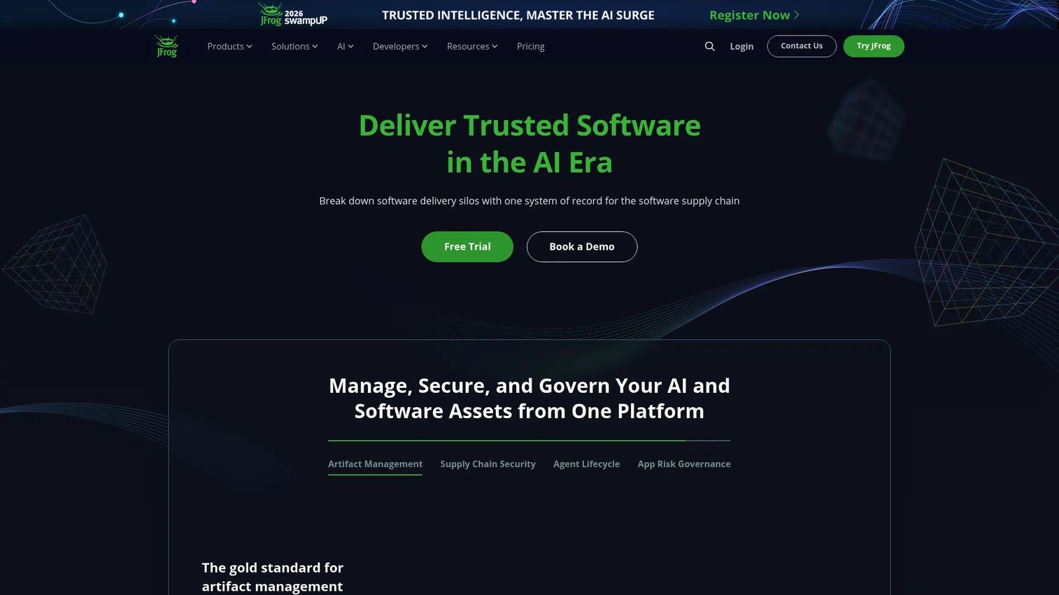 JFrog ML platform page for building, deploying, and monitoring ML models