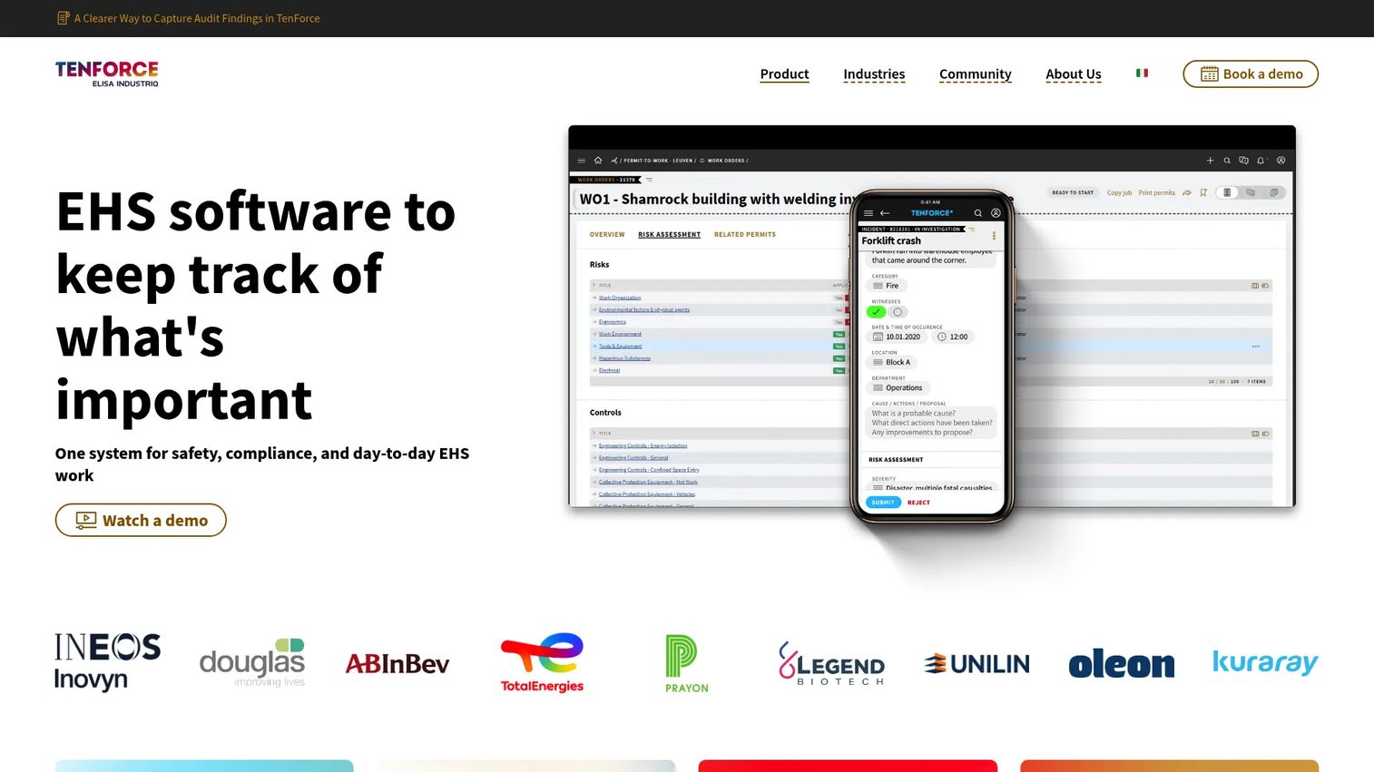 TenForce EHSQ software homepage