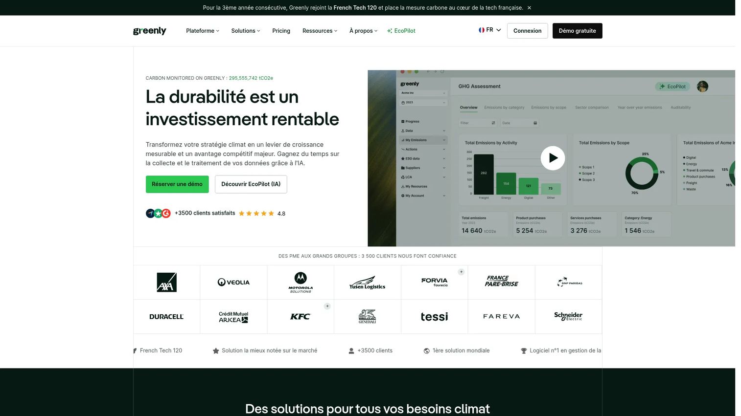 Greenly carbon management software homepage