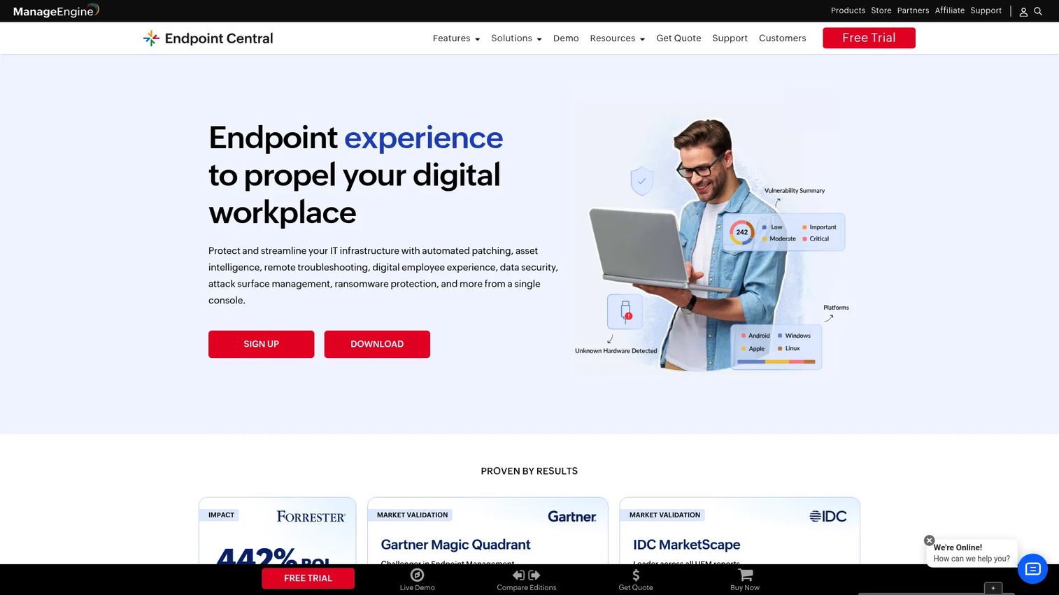 ManageEngine Endpoint Central dashboard