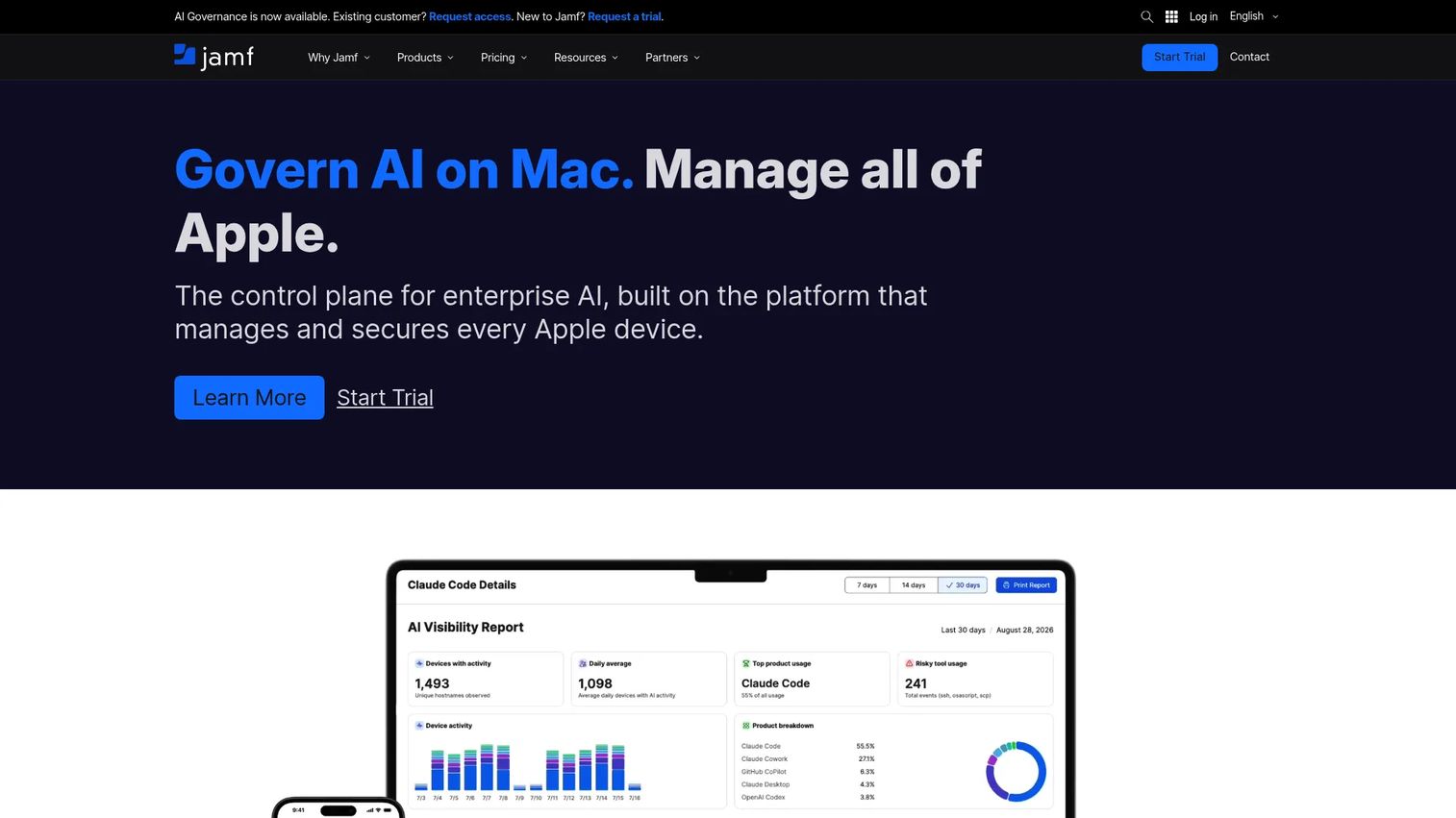 Jamf Apple device management dashboard