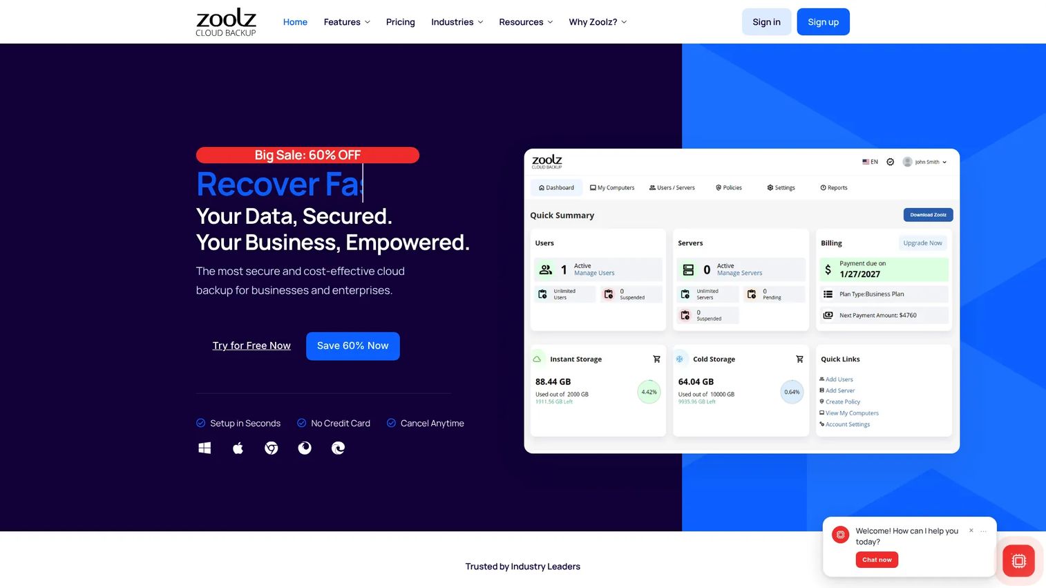 Zoolz Cloud Backup interface