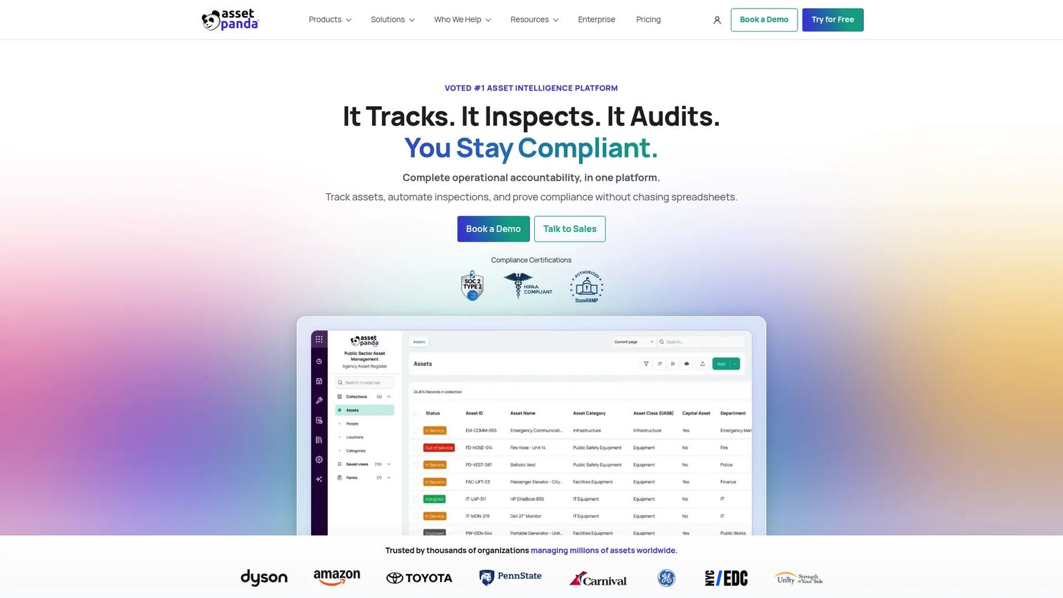 Asset Panda asset tracking software interface