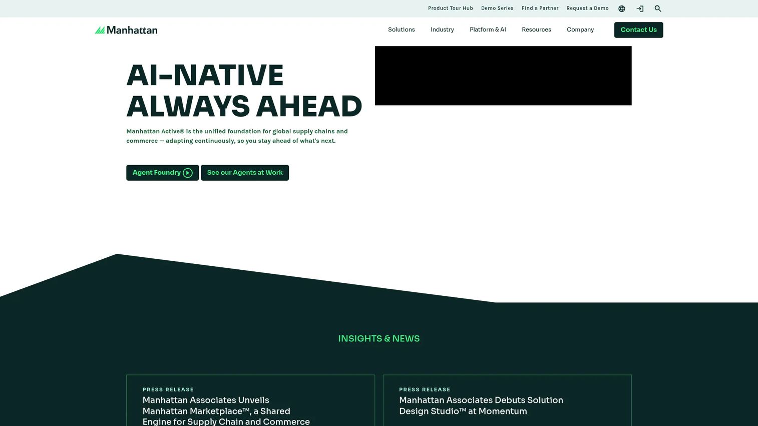 Manhattan Associates supply chain and warehouse management homepage